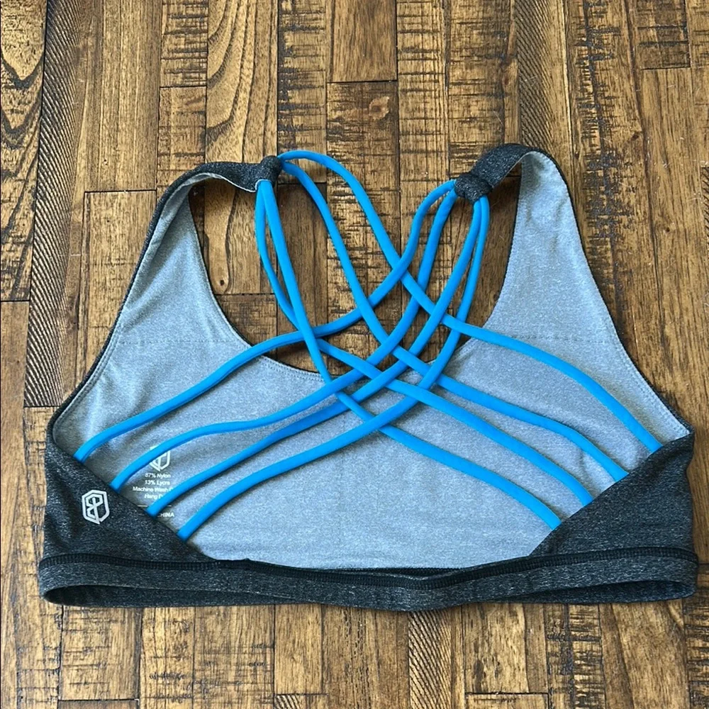 Born Primitive Gray Sports Bra with Blue Straps - Picture 2 of 3